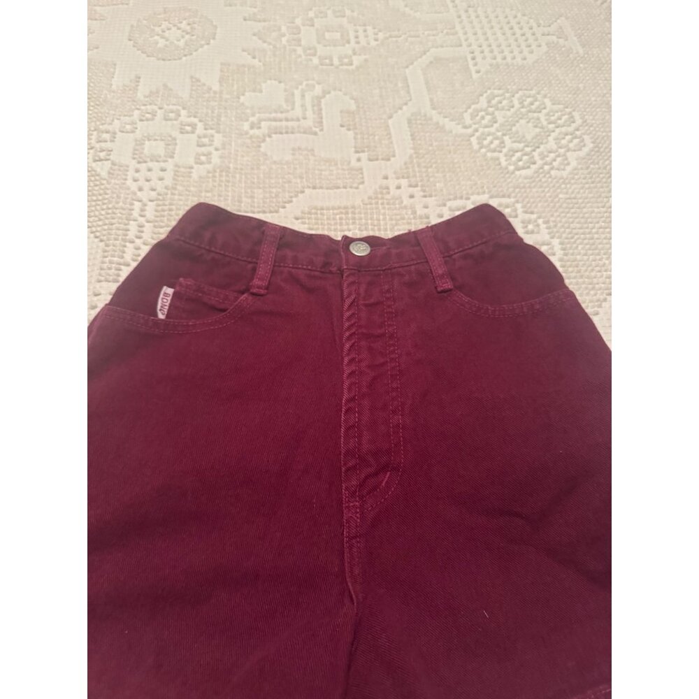 Bongo Vintage High Waisted Burgundy Denim Shorts USA Made Women’s Size 1 90s - Picture 2 of 9